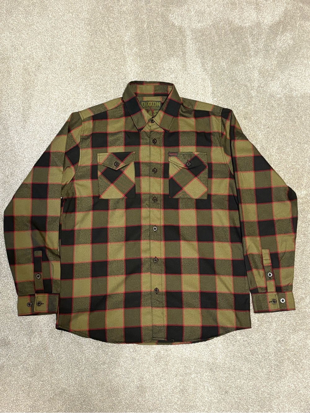 DIXXON Olive, Black & Red Plaid Button-Down Shirt